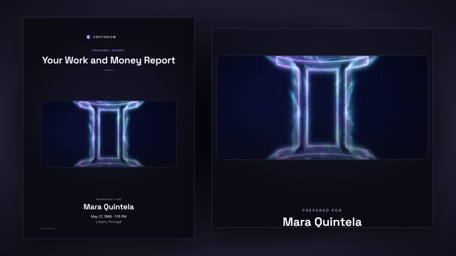 Work and Money Report sample: cover page