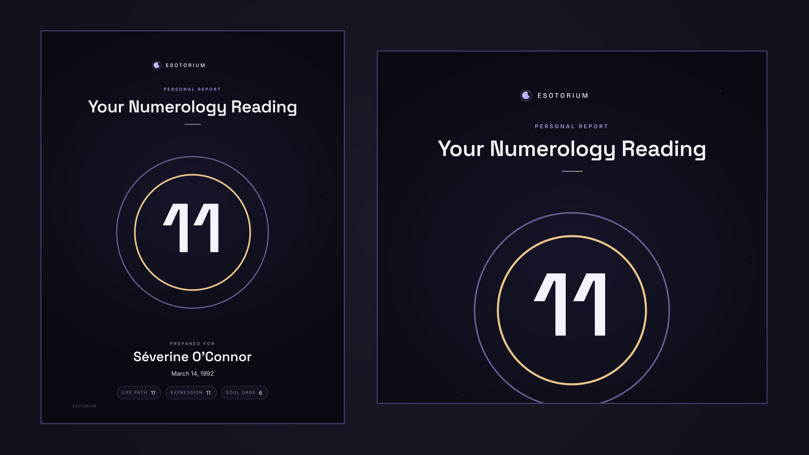 Numerology Reading sample: cover page
